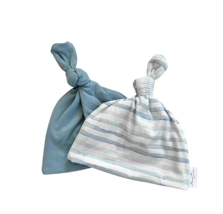 Soft reversible beanie in the Chambray Waves design for cozy everyday wear.