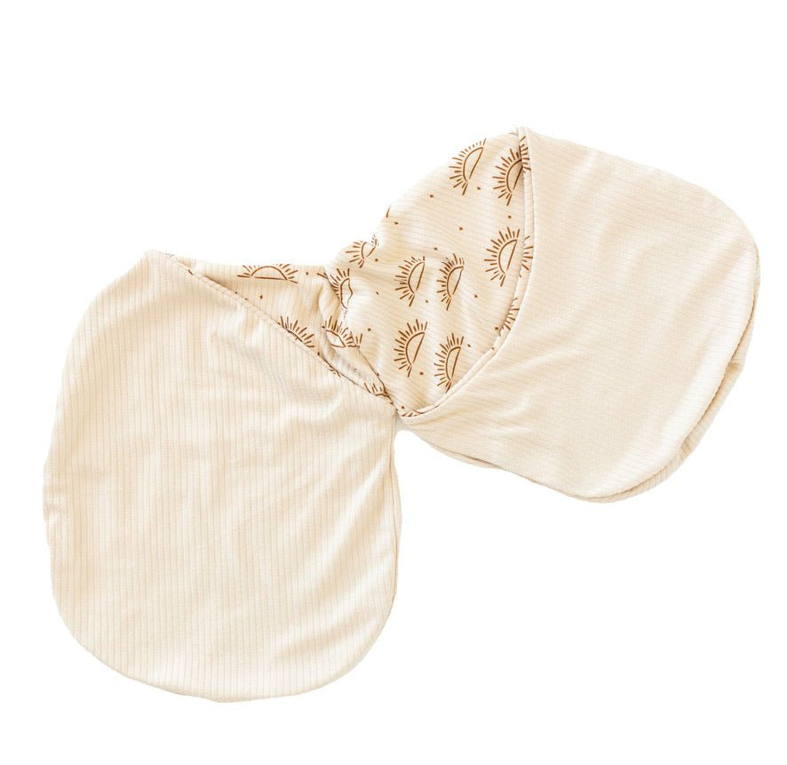 Reversible cozy Silky Modal Sandy Sunsets baby cocoon swaddle for infants.