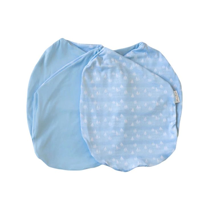 Classic brushed long sleeve newborn essentials bundle in sailboat shores design.