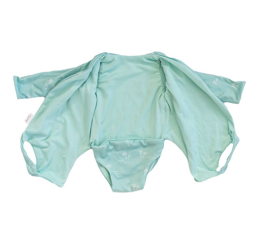 Reversible long-sleeved winged bodysuit for babies in classic brushed fabric.