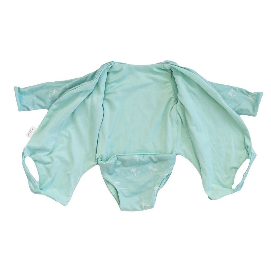 Reversible long sleeved winged bodysuit for babies in classic brushed fabric.