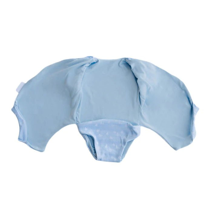 Reversible short-sleeve winged bodysuit featuring the Sailboat Shores print in cozy classic brushed fabric.