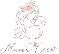 Mama Coco logo of mom with swaddled baby