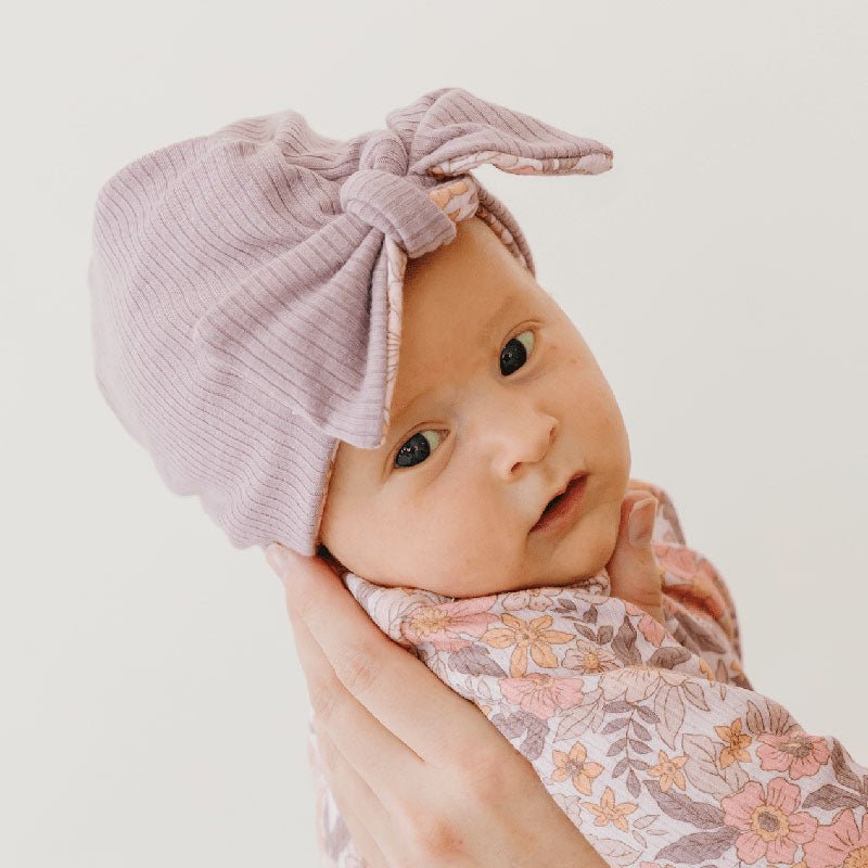 RUCHED BEANIE WITH BOW - Mama Coco