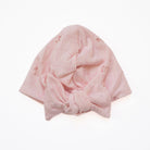 Bamboo cotton baby beanie with ruched bow in dainty dots design.