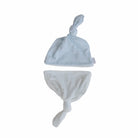 Premium Baby Blue Gingham knotty beanies designed for babies.