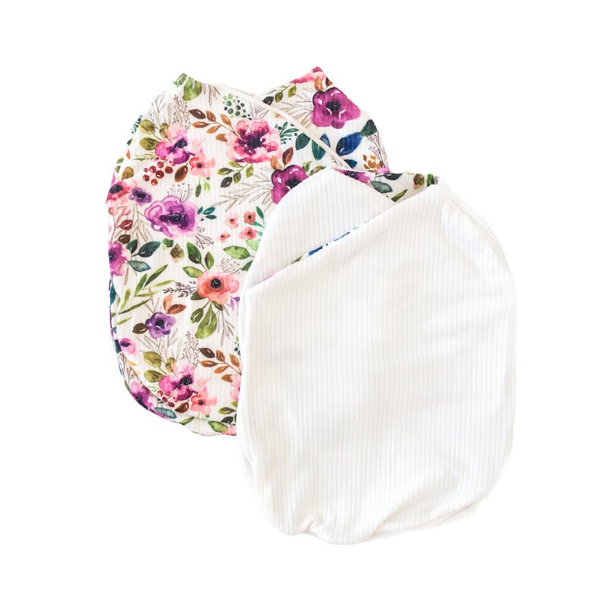 Blushing eucalyptus design baby cocoon swaddle.