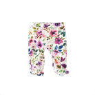 Baby footie pants designed in ultra-soft bamboo cotton with the Ivory Wildflowers theme.
