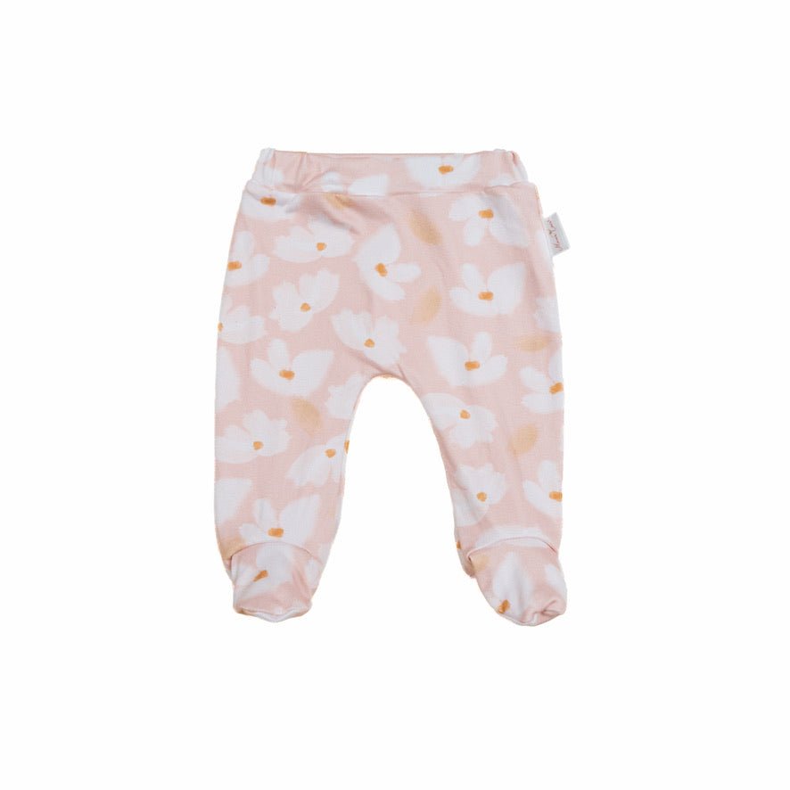 Reversible footie pants in sweet lily design.