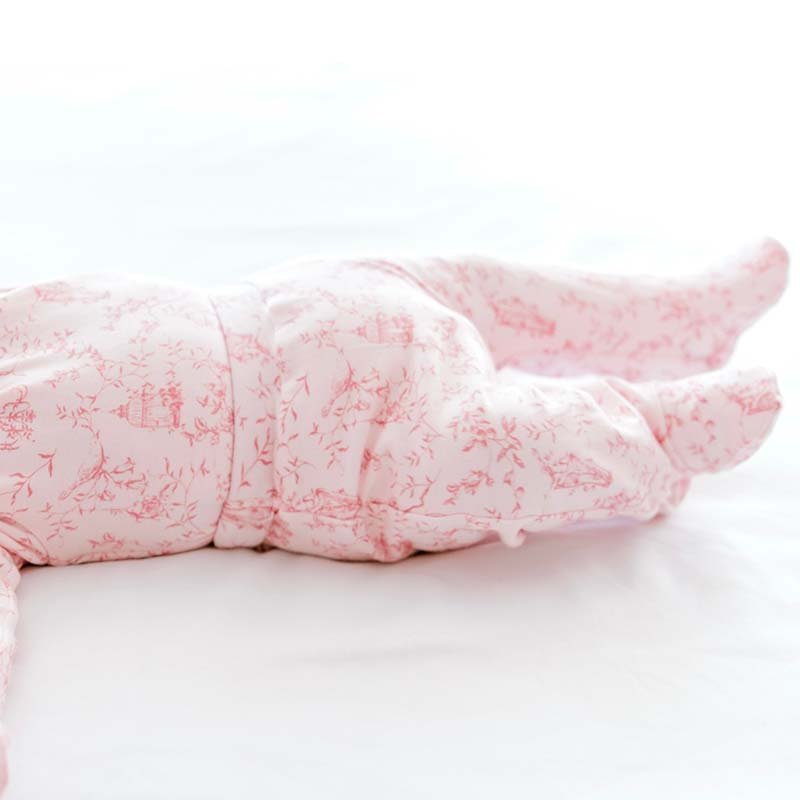 Bamboo cotton footie pants for babies in a charming Whimsical Garden pattern.