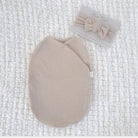 Plush Latte headwrap for babies, featuring a stylish bow detail.