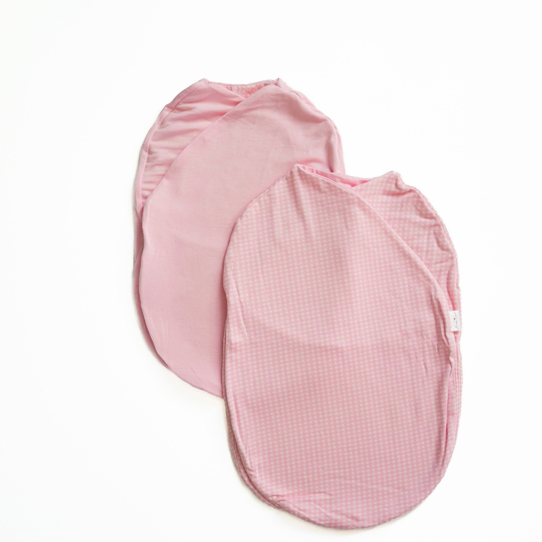Reversible Baby Pink Gingham Cocoon swaddle baby blanket in Silky Modal fabric styles. Soft and cozy newborn wrap blanket.