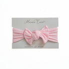 Headwrap with bow crafted in soft Baby Pink Gingham design fabric.