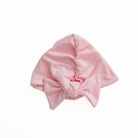 Premium Baby Pink Gingham ruched baby beanie with bow designed for babies.