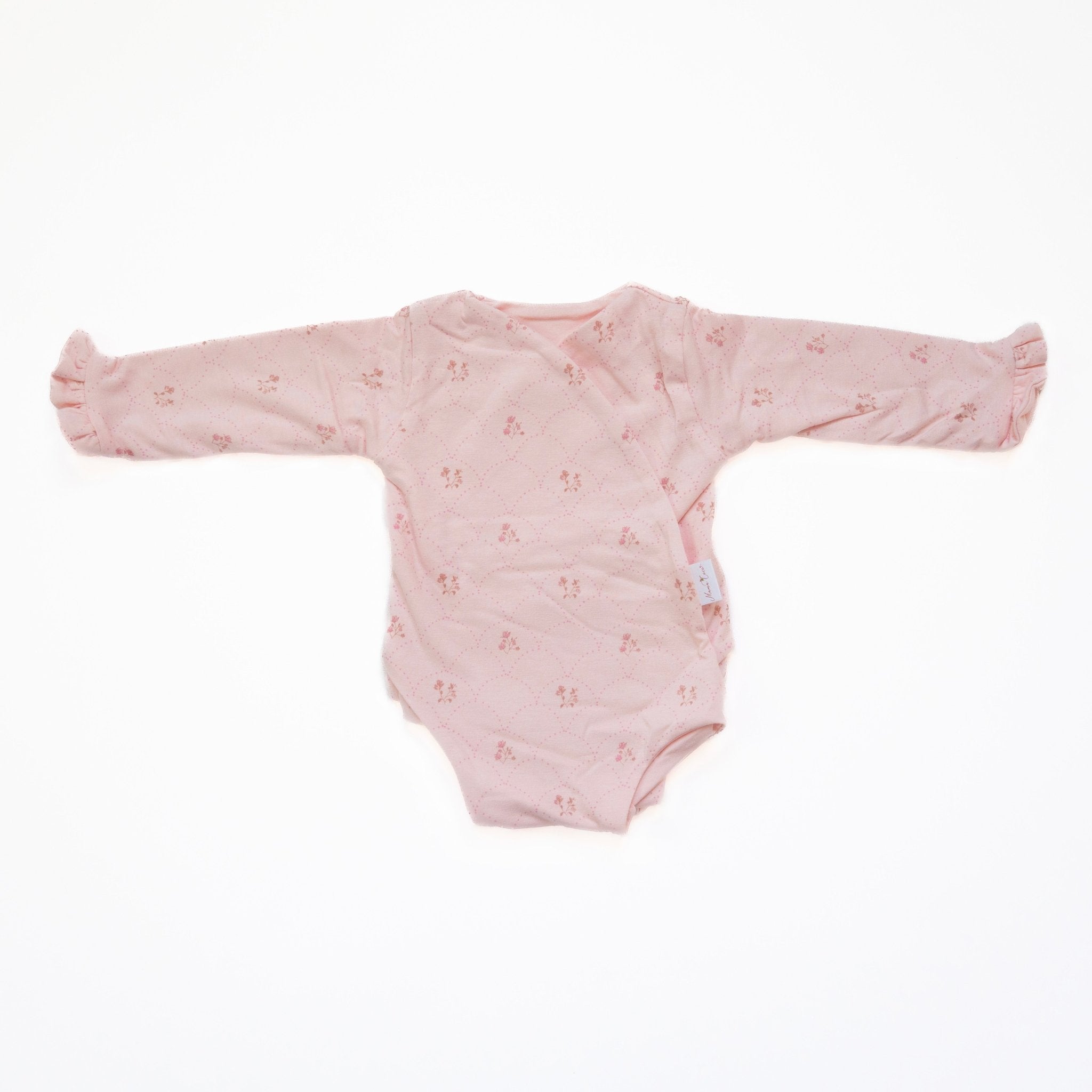 Dainty dots ruffle cuff long sleeve baby onesie.
