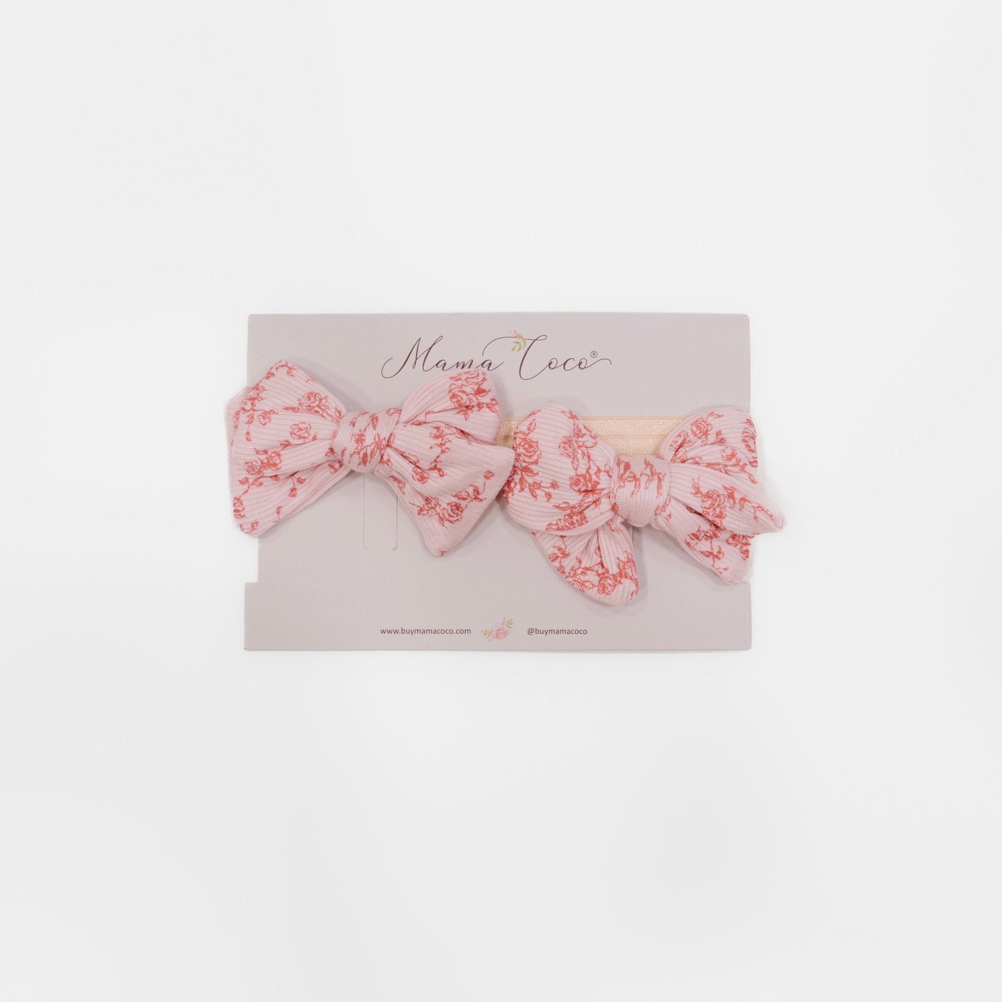 Headband & bow set in bitty pink blooms design.