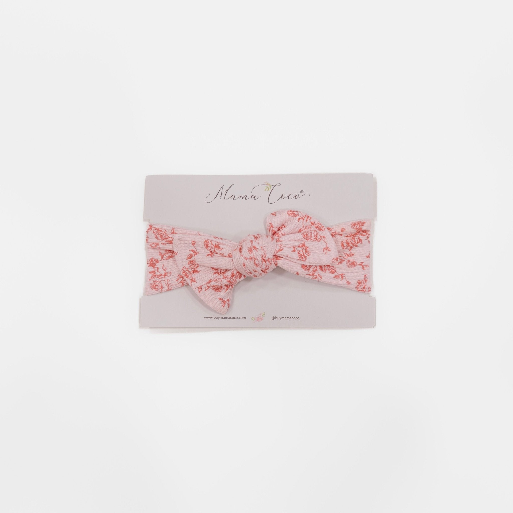Headwrap with bow crafted in soft Bitty Pink Blooms design silky modal fabric.