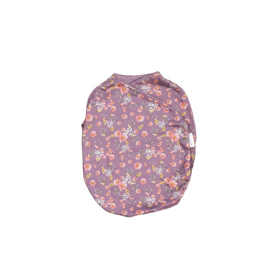 Premium baby cocoon swaddle crafted from Peachy Lilac design Silky Modal fabric.