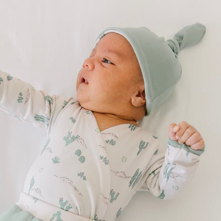 Comfortable Desert Sunsets reversible baby beanie crafted from soft classic brushed fabric.
