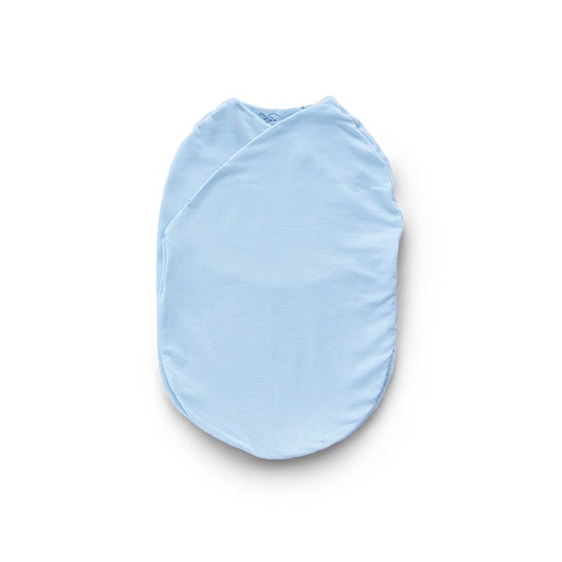 Reversible baby swaddle cocoon blanket crafted from bamboo and organic cotton fabric, decorated with Bon Voyage design.