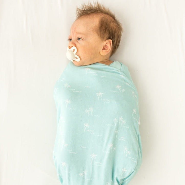 Classic-brushed short sleeve newborn essentials bundle in honeydew palms design.