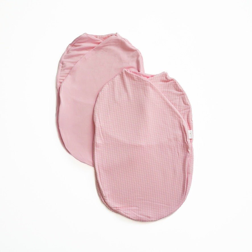 Baby pink gingham design cocoon swaddle.