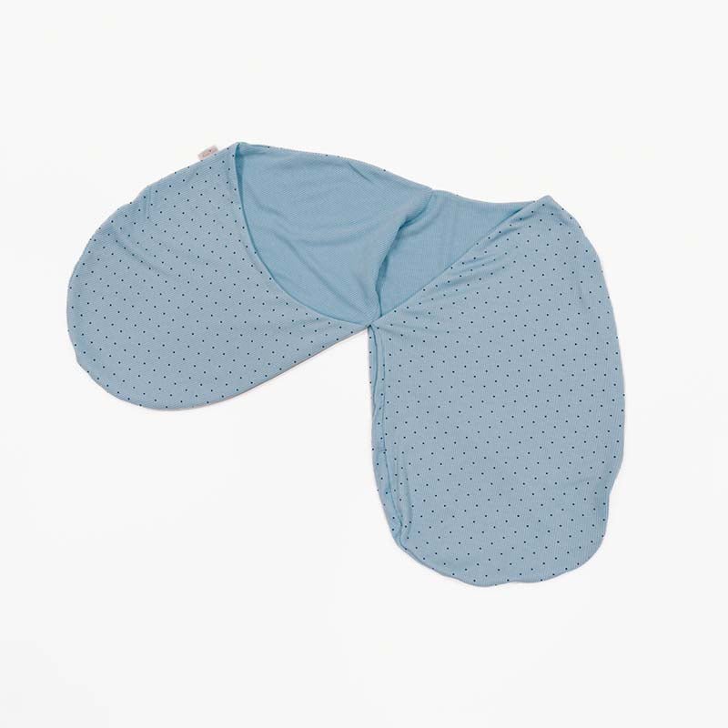 Cocoon swaddle baby blanket in Silky Modal fabric styles with soft Dotted Blues accents.