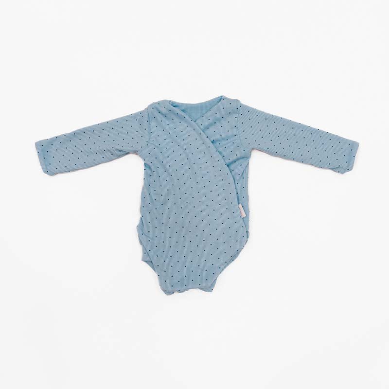 Dotted Blues design winged bodysuit for babies in silky modal fabric.