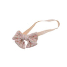 Dusty Roses baby headband with bow crafted in cozy Classic Brushed fabric styles.