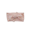 Adorable bow headwrap available in luxurious classic brushed fabric with Dusty Roses design.