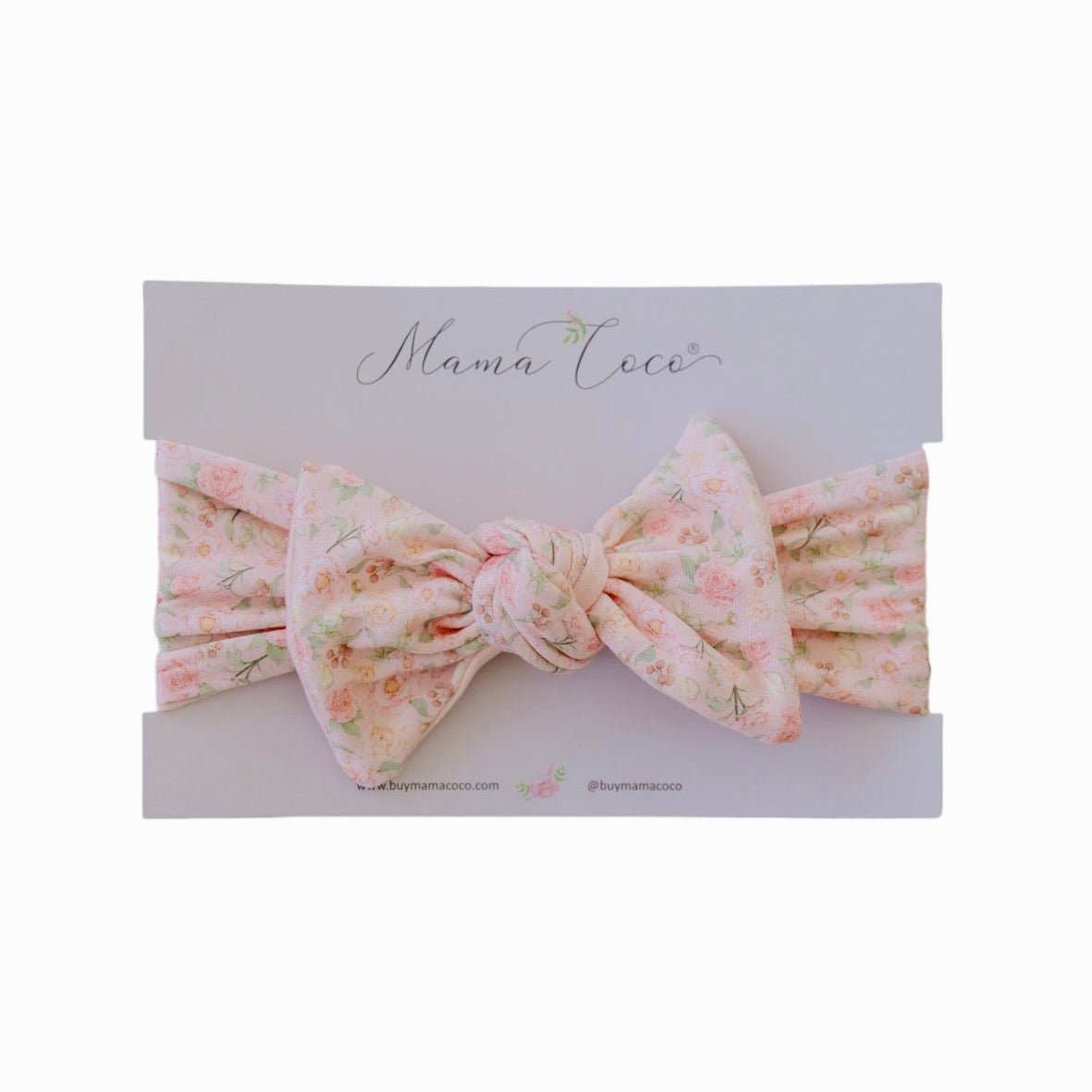Charming headwrap with decorative bow in Dusty Roses style.