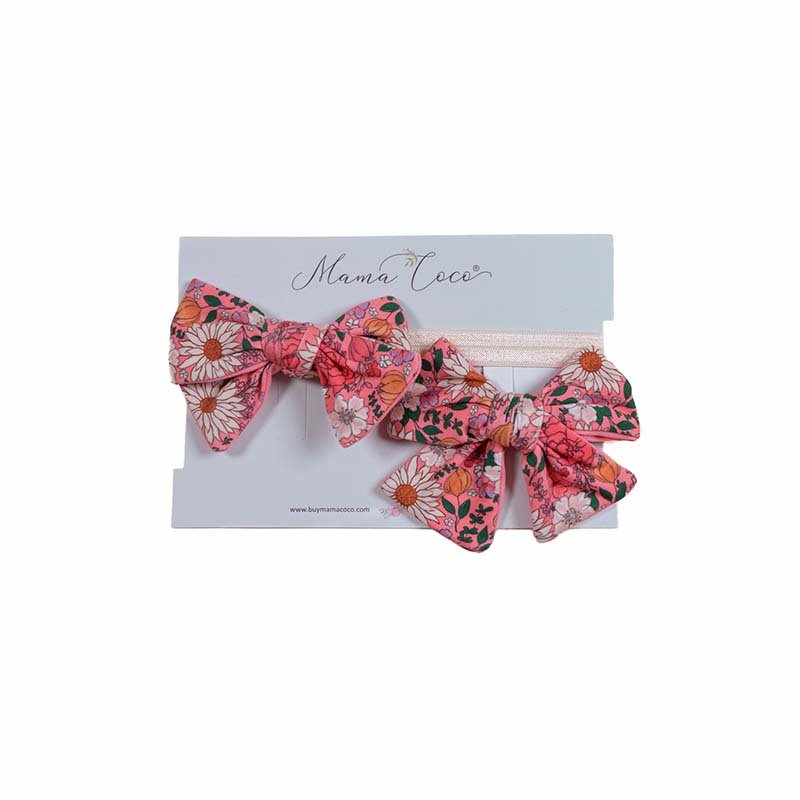 Flower Power baby headband with bow crafted in cozy Classic Brushed fabric styles.