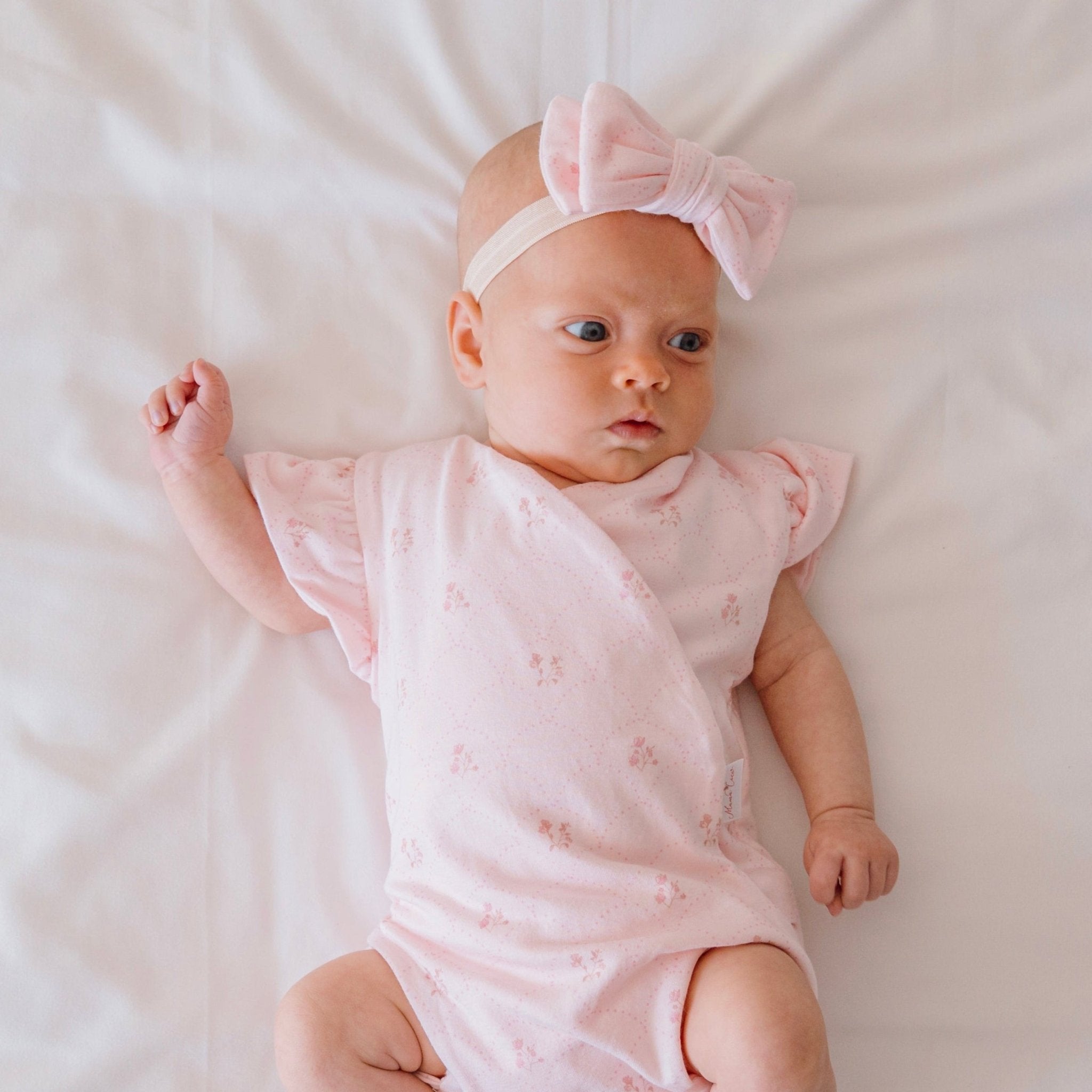 Dainty dots flutter sleeve onesie outfit bundle made from bamboo cotton.