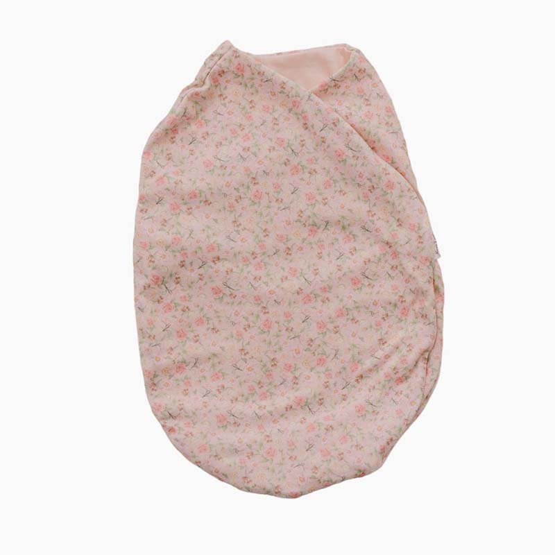 Baby cocoon swaddle blanket made with smooth Silky Modal in Dusty Roses print.