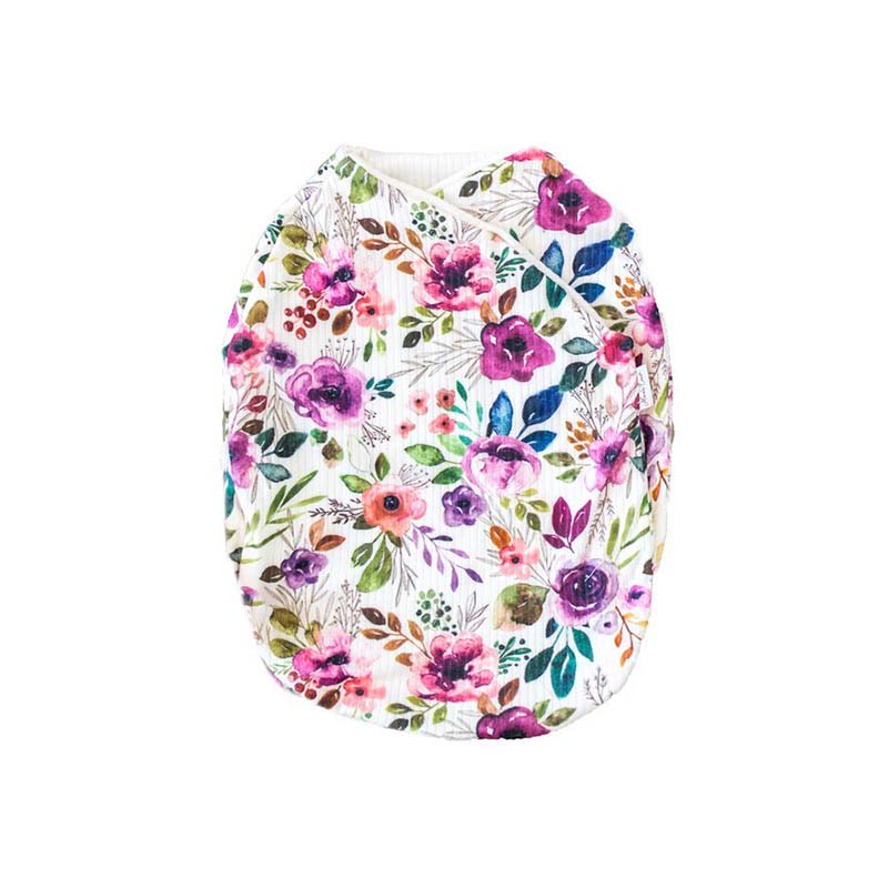 Baby cocoon swaddle blanket made with smooth Silky Modal in Ivory Wildflowers.