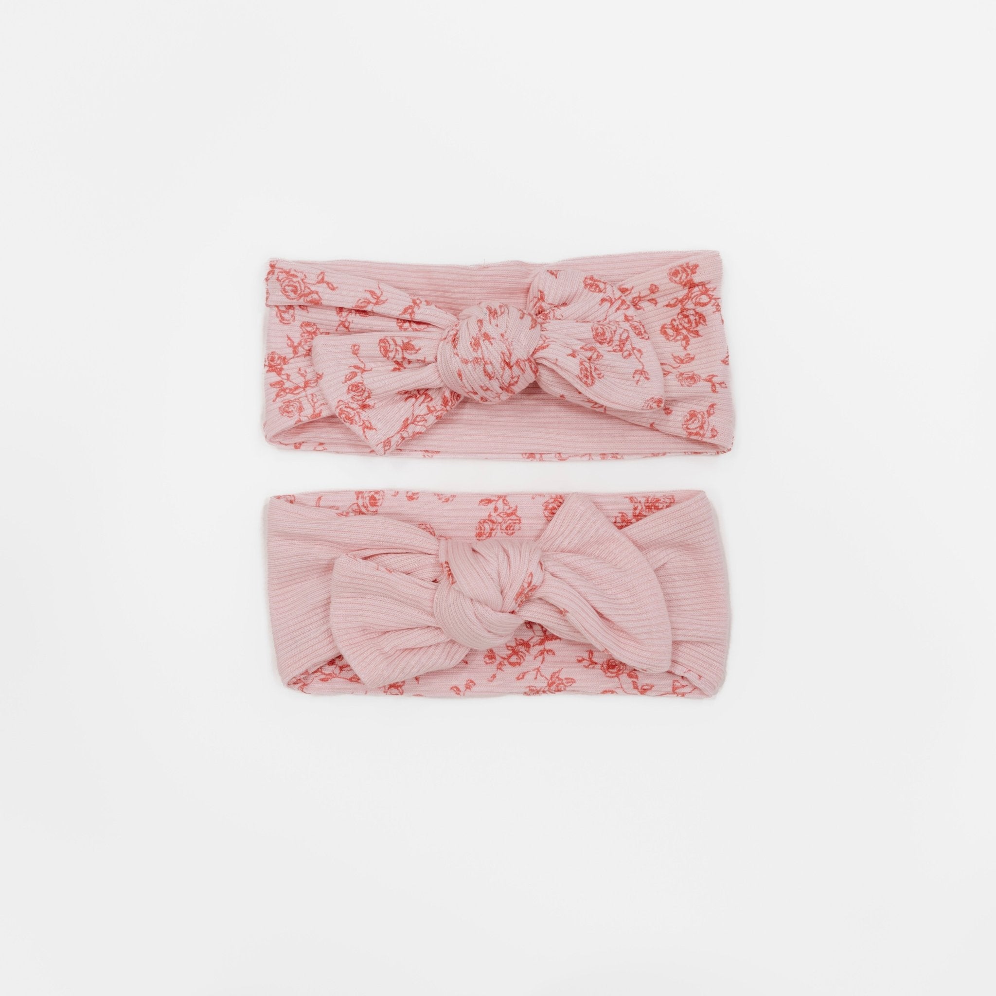 Charming headwraps with decorative bow in Bitty Pink Blooms styles.