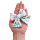 Boutique baby headband and bow clip in Ivory Wildflowers Classic Brushed fabric.