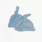 Knotty beanie in Dotted Blues design, made from Silky Modal fabric.