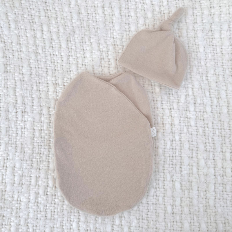 Premium Plush Latte knotty beanie designed for babies.