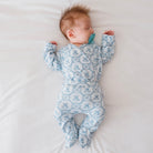 Long-sleeve baby onesie outfit bundle made from bamboo cotton in teddy tiles design.