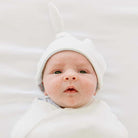Knotty beanie in Baby Blue Gingham design, made from Silky Modal fabric.
