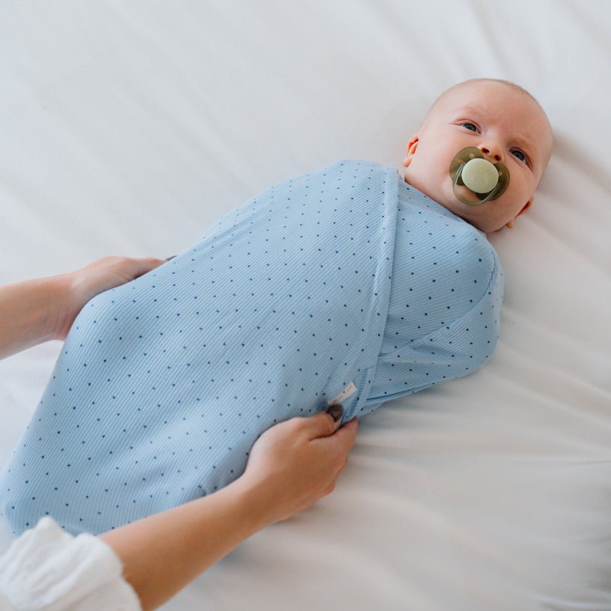 Silky modal long sleeve newborn essentials bundle in dotted blues design.