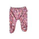 Peachy Lilac baby footie pants made with breathable bamboo cotton fabric.