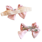 Peachy Rose Fields baby headband with bow crafted in cozy Classic Brushed fabric styles.