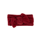 Soft and elegant baby headwrap with bow in Plush Dark Cherry fabric.