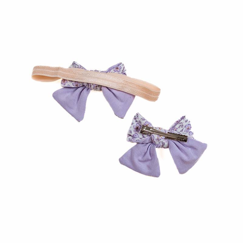 Cozy Purple Posies baby headbands accented with a beautiful bow.