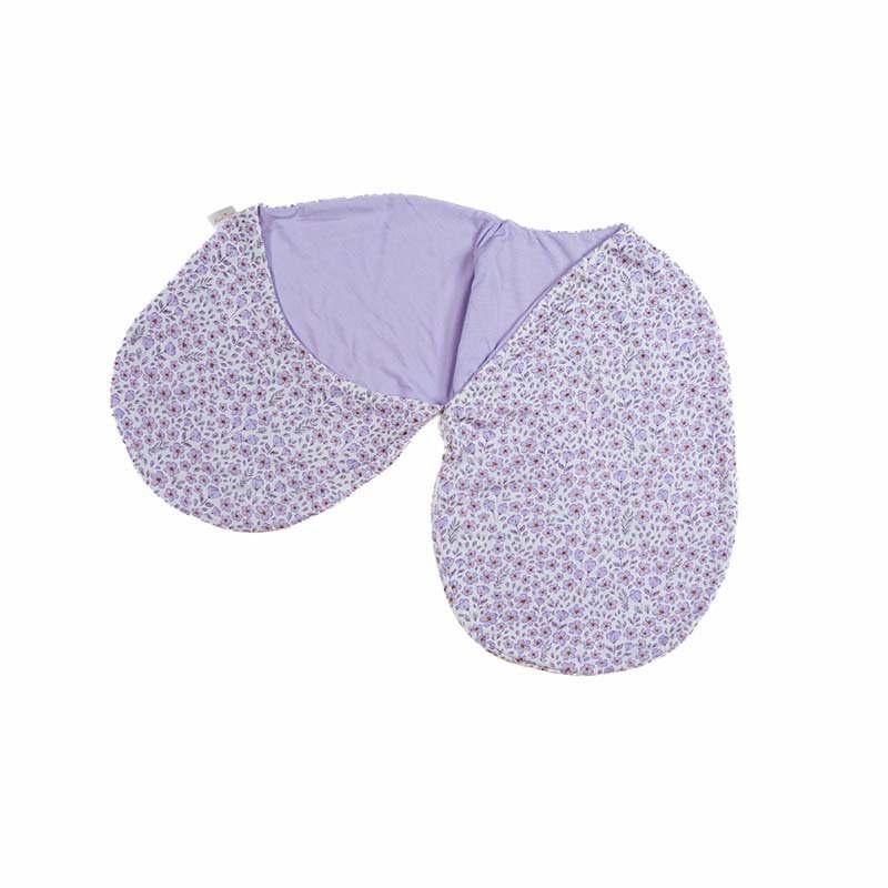 Purple Posies adds a charming touch to this Cocoon swaddle baby blanket in Silky Modal fabric styles.