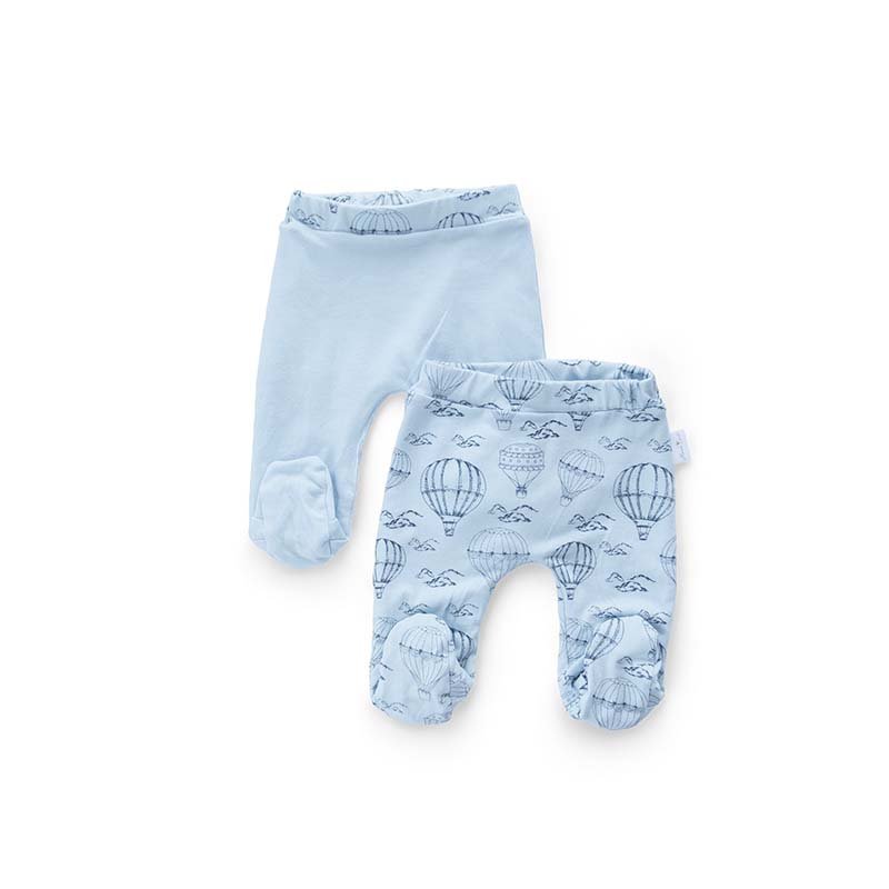 Reversible baby footie pants in bon voyage design.
