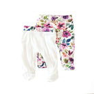 Reversible footie pants in ivory wildflowers design.