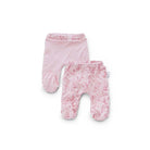 Reversible baby footie pants in whimsical garden design.